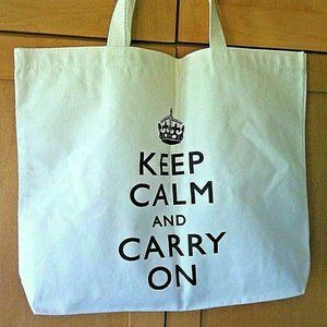 Reusable Tote Canvas Bag Keep Calm Carry On Size Large Shopping Bags Holidays